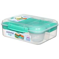 Sistema TO GO Bento-lunch, 1,65 liter, broodtrommel voor school, met vakken en snackpan, BPA-vrij, 1 stuk, Minty Teal
