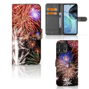 Motorola Moto G72 Wallet Case met Pasjes Vuurwerk