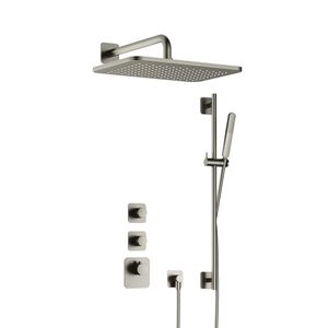 Hotbath Gal IBS40GNP High Flow inbouwdouche met glijstang en 27x40cm hoofddouche geborsteld nikkel PVD