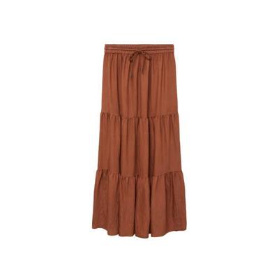Mango rok met plooien roodbruin