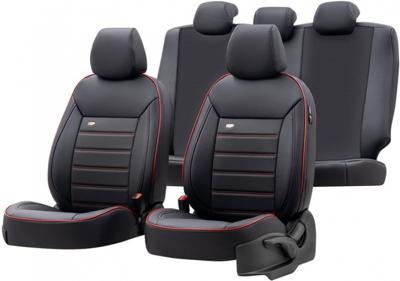 otoM stoelhoezenset Premium leer/textiel zwart/rood 11 delig otoM stoelhoezenset Premium leer/textiel zwart/rood 11 delig