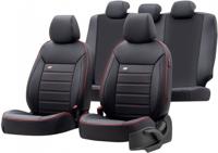 otoM stoelhoezenset Premium leer/textiel zwart/rood 11 delig