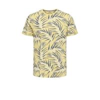 ONLY & SONS T-shirt Ason met bladprint lichtgeel