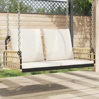 Schommelbank met kussens 105x58x38 cm poly rattan en staal