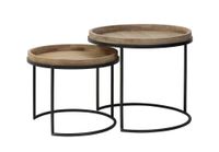 Light & Living Bijzettafel Copan Set van 2 stuks, zwart+hout - Rond