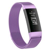By Qubix - Compatible met Fitbit Charge 3 - Fitbit Charge 4 milanese bandje - Maat: Small - Lichtpaars - Compatible fitbit bandje