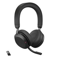 Jabra Evolve2 75 draadloze PC headset met 8-microfoontechnologie - dual-foam stereo headphone met ruisonderdrukking, USB-A Bluetooth-adapter en MS Teams-compatibiliteit - zwart