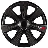 AUTO-STYLE 4-Delige Wieldoppenset VR 16-inch zwart/carbon-look/logo