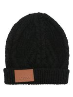 ISABEL MARANT bonnet en maille épaisse à patch logo - Noir