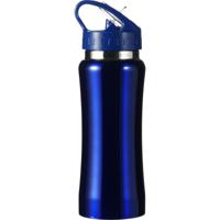 Drinkfles/waterfles Sportbidon - metallic blauw - RVS - Waterflessen - Hoge kwaliteit - thumbnail