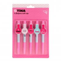 Toi Toys Tina balpen met clip 14 cm roze/ blauw 5 deilg