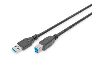 Digitus 1.8m, USB2.0-A/USB2.0-B USB-kabel 1,8 m USB 3.2 Gen 1 (3.1 Gen 1) USB A USB B Zwart