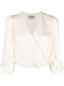 Zadig&Voltaire V-neck draped satin blouse - Tons neutres