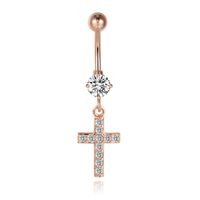 Cilla Navelpiercing met Hangertje - Kruis Rose Goud - thumbnail