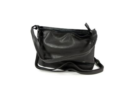 Kalfsleren damestas schoudertas SOFT Grijs zwart