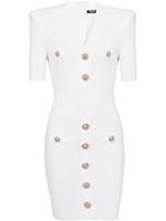 Balmain robe en maille à coupe courte - Blanc