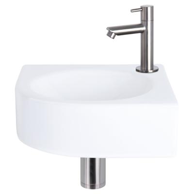 Differnz Cleo fonteinset keramiek met rechte kraan mat chroom Differnz Cleo fonteinset keramiek met rechte kraan mat chroom