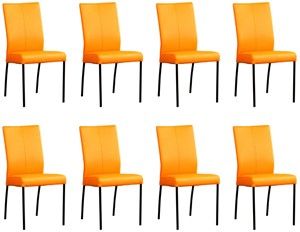 Set van 8 Oranje leren moderne eetkamerstoelen Comfort - Toledo Leer Mandarin (oranje leer)