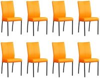 Set van 8 Oranje leren moderne eetkamerstoelen Comfort - Toledo Leer Mandarin (oranje leer)