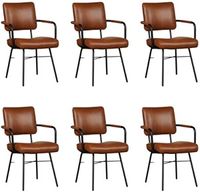 Set van 6 Cognac leren industriële design eetkamerstoelen Solid - Granada leer Savannah (cognac leer)