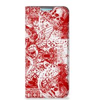 Mobiel BookCase Xiaomi Redmi 10 Angel Skull Rood - thumbnail