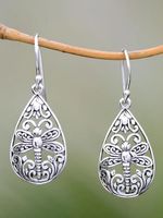 Vintage Silver Dragonfly Cutout Metal Earrings Casual Ethnic Women's Jewelry - thumbnail