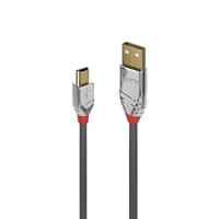 LINDY 36635 7.5m USB 2.0 type A aan mini-B kabel, Cromo Line antraciet