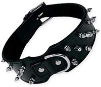 Gloria 8432288103586 leren halsketting 3 rijen spikes, Negro, 250 g