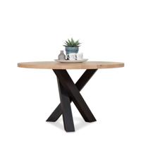 Ronde Eettafelello (130cm)  | Hout Metaal  | Eikenhout | Zwart Lichtbruin