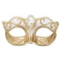 Verkleed gezichtsmasker Venitiaans - goud met barok - volwassenen - Carnaval/gemaskerd bal - thumbnail