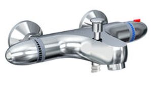 SUPRA thermostatische mengkraan bad, chroom keramisch ½" ventiel bovenstuk uitwisselbaar thermostaat element temperatuurschaal veiligheidsstop op 38°C mousseur KIWA-gekeurd ½" (Ø ca. 1,9 c