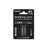 Panasonic eneloop pro, AAA/Micro herlaadbare batterijen, Ready-to-Use, 2-pack, min. 930 mAh, 500 laadcycli, met geringe zelfontlading, oplaadbare in plasticvrije verpakking, Ni-MH batterij