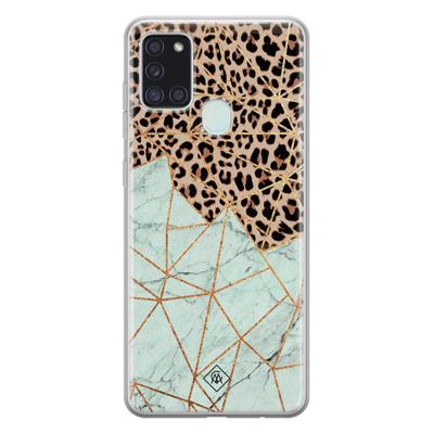 Samsung Galaxy A21s siliconen hoesje - Luipaard marmer mint Samsung Galaxy A21s siliconen hoesje - Luipaard marmer mint