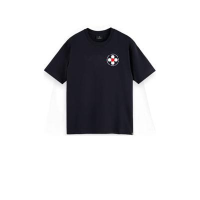 Scotch & Soda T-shirt met backprint donkerblauw
