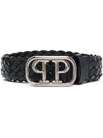 Philipp Plein ceinture tressée à boucle logo - Noir