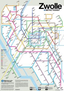 Wandkaart - Stadsplattegrond Zwolle Metro Transit Map - Metrokaart | V