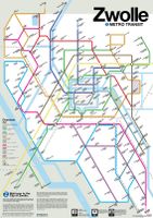 Wandkaart - Stadsplattegrond Zwolle Metro Transit Map - Metrokaart | V