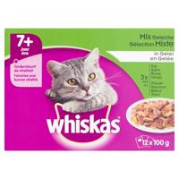 WHISKAS MULTIPACK POUCH SENIOR MIX SELECTIE VLEES / VIS IN SAUS 12X100 GR