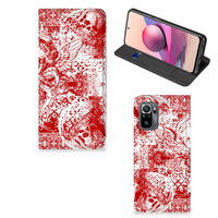 Mobiel BookCase Xiaomi Redmi Note 10 4G | 10S | Poco M5s Angel Skull Rood