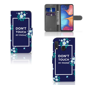 Samsung Galaxy A20e Portemonnee Hoesje Flowers Blue DTMP