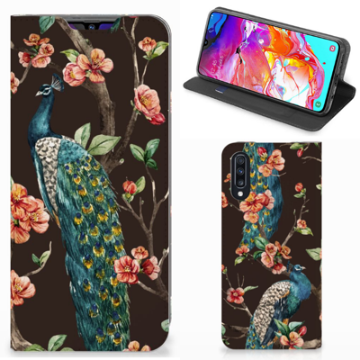 Samsung Galaxy A70 Hoesje maken Pauw met Bloemen Samsung Galaxy A70 Hoesje maken Pauw met Bloemen