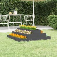 Plantenbak 80x80x27 cm massief grenenhout grijs - thumbnail