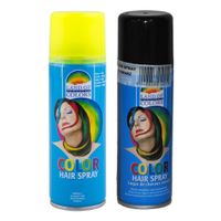 Set van 2x kleuren haarverf/haarspray van 111 ml - Zwart en Fluor Geel