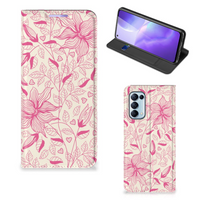 OPPO Find X3 Lite Smart Cover Pink Flowers - thumbnail