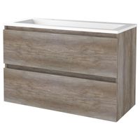 Badmeubelset Aquasplash Salt 100x46 cm Greeploos 2 Lades Met Wastafel Acryl 2 Kraangaten Scotch Oak Aquasplash