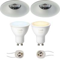 Pragmi Nora Pro - Inbouw Rond - Mat Wit - Ø82mm - Philips Hue - Led Spot Set Gu10 - White Ambiance - Bluetooth