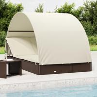 Ligbed 2-persoons met rond dak 211x112x140 cm poly rattan bruin - thumbnail