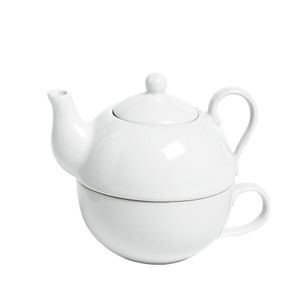 Porseleinen theepot set met kopje wit 250 ml