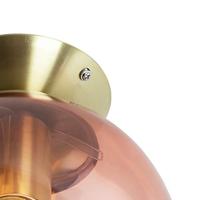 QAZQA - Art Deco Art deco plafondlamp messing met roze glas - Pallon | Woonkamer | Slaapkamer | Keuken - Glas Bol - E27 Geschikt voor LED - Max. 1 x 25 Watt