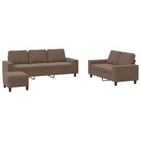 vidaXL 3-delige Loungeset stof bruin, fauteuil, 3-zitsbank, sofa, 2-zitsbank, bank, 2 zitsbank, zitbank, fauteuil stoel, 2 zits bank, twee zits bank